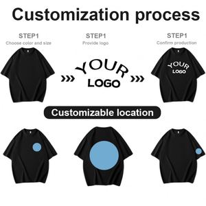 Camiseta de Manga Corta para Hombre, 250 g/m², Algodón Puro, Cuello Redondo, Color Sólido, Estilo Simple, Marca de Moda, Estampada, Holgada, Informal - Product Image 2