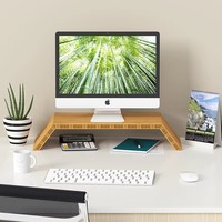 Support d'ordinateur en bambou, support de moniteur de bureau en bambou réglable en hauteur