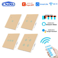 Interruptor de Pared Inteligente, Interruptores de Luz WiFi Tuya para Hogar Inteligente, Panel Táctil, Control Remoto, Interruptores Eléctricos Inteligentes de Pared de Vidrio