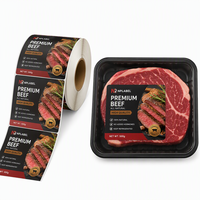 Étiquette autocollante personnalisée 100x100mm en papier synthétique PP de qualité congélation pour l'impression en chaîne du froid, idéale pour l'emballage alimentaire de viande congelée