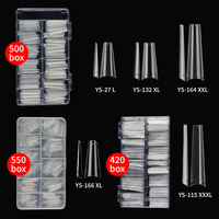 Prix usine 500 pièces en vrac en gros naturel/clair Extensions tête plate Denim faux ongles cercueil Extension ongles conseils