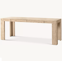 Bureau d'ordinateur ergonomique rectangulaire en chêne américain avec tiroir, idéal pour le télétravail et la maison, personnalisable