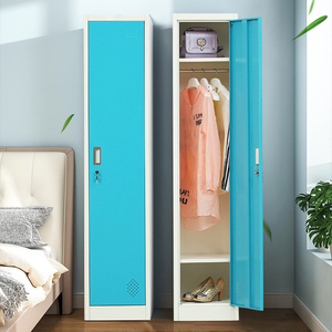 Long un niveau fer travail vestiaire chaussure tissu stockage clé serrure miroir armoire métal armoire acier Almirah simple porte casier - Product Image 1