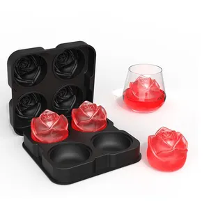 4 Model Hole Ice Ball Molds Rose Petal Making Ice Tray Whiskey Ball Machine Kitchen Tool Ice Cream Silicone Mold Easy Release