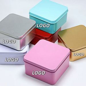 Mini Square Gold Tinplate <b>Metal</b> Tin <b>Box</b> with Embossed Design - Product Image 1
