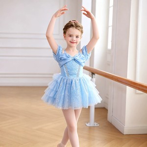 Vestido de Ballet Tutú de Poliéster con Lentejuelas Azules para Niñas, Disfraz de Actuación Infantil con Estampado Brillante para Fiestas - Product Image 3