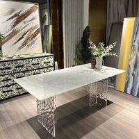 Pieds de table à manger d'extérieur modernes en acrylique transparent avec motif ondulé croisé, style marbre coloré personnalisable
