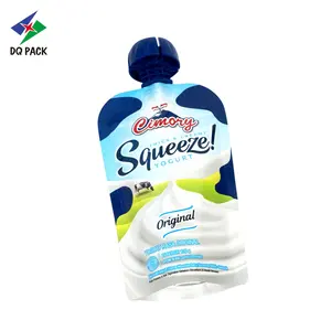 Personalizado de grado alimenticio yogur leche gelatina fruta puré bebé comida boquilla succión pico bolsas de embalaje