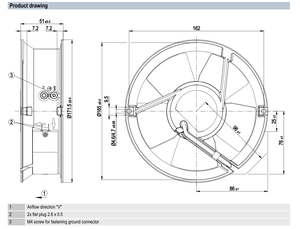 Ventilateur axial de refroidissement ebm-papst W2E143-AA15-94, ventilateurs de ventilation industrielle, 172 mm, équipement HVAC AC - Product Image 3