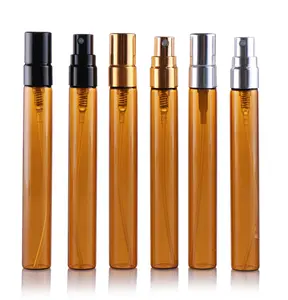 kap renkli yuvarlak Suppliers-Yeni tasarım yuvarlak şekil vida doldurulabilir kap 10ml amber renk ince sis cam püskürtücü parfüm şişesi