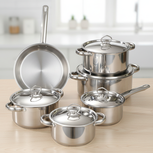 15 Parça Çok Satan 410 Paslanmaz Çelik Tencere Seti, Tencere Kapağı ve Paslanmaz Çelik İç Kaplamalı Tencereler, Ev Yemekleri İçin - Product Image 1