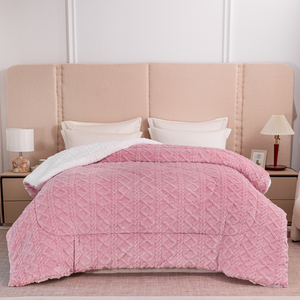 <span class=keywords><strong>Edredón</strong></span> de Microfibra Tafetán Grueso Nuevo, Relleno de Poliéster Rosa, Estilo Americano para Todas las Temporadas, Sábana Completa - Product Image 1
