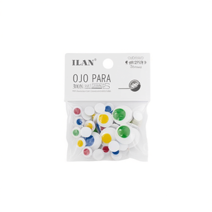 Occhi adesivi Ilan 20-15-10mm colori misti per artigianato 32 pezzi - Product Image 2