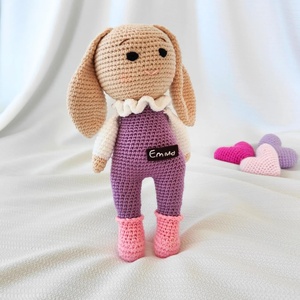 Poupée lapin au crochet personnalisée faite à la <span class=keywords><strong>main</strong></span> <span class=keywords><strong>en</strong></span> crochet doux animal Amigurumi jouet belle poupée lapin endormi tricotée pour cadeau de douche de bébé - Product Image 4