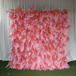 Paneles de pared de flores artificiales de 8x8 pies al por mayor, telón de fondo de pared de flores, pared enrollable 3D para decoración de boda - Product Image 1