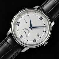 Montre pour homme, cadran à chiffres romains, sous-cadran pour les secondes, affichage de la date, bracelet en cuir véritable