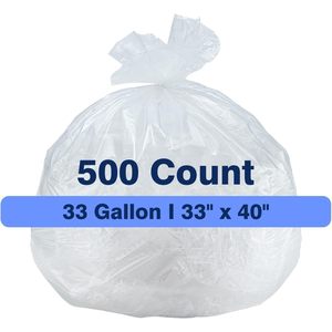 ถุงขยะขนาด 33 แกลลอน 33 x 40 นิ้ว 500 ใบ แบบใส ความหนาแน่นสูง สำหรับใช้ในบ้านและนอกบ้าน สำหรับการรีไซเคิล - Product Image 1