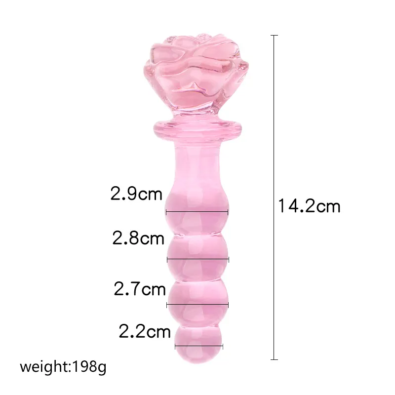 पुरुष महिला समलैंगिक गुदा हस्तमैथुन सेक्स उत्पादों के लिए 2024 गुलाब के आकार का ग्लास क्रिस्टल गुदा डिल्डो प्लग