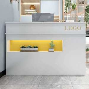 Modern Minimalist <b>Small</b> Paint Wood Metal Cash Register Beauty Salon Bar Reception <b>Desk</b> Custom Color Front <b>Desk</b> - Product Image 5