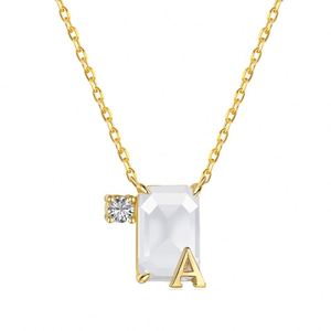 Dylam Charms Women Jewelry Link Chain a Alphabet 5A Zirconia Gradient Stone Crystal <b>Pendant</b> <b>Initial</b> 26 A-Z Letter Necklace - Product Image 1
