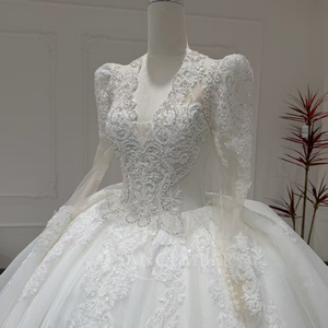 Robe de mariée élégante Jancember XX45 à col en V, motif en dentelle brodée, style empire, pour les fêtes - Product Image 5