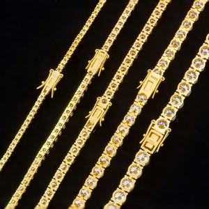 Pulsera de Alta Calidad Chapada en Oro Amarillo de 2mm -6mm, Plata 925, Moissanita VVS1, Forma Redonda, Estilo Tenis - Product Image 6