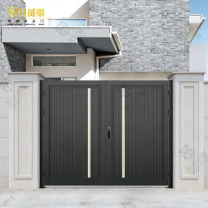 Sağlam ve dayanıklı lüks Metal giriş kapısı bitmiş alüminyum kapı ile villa ve emlak için Modern sözleşmeli tasarım