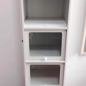 40cm long steel narrow bookcase with <b>doors</b>, glass display case, dustproof bookshelf, storage rack - Product Image 3