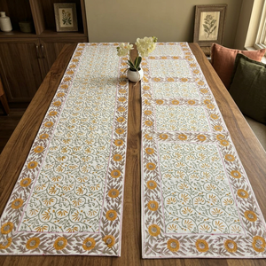 Ensemble chemin de table et tapis à motifs modernes faits à la main |   Décoration de table en tissu 100% coton pour la maison et la salle à manger - Product Image 3