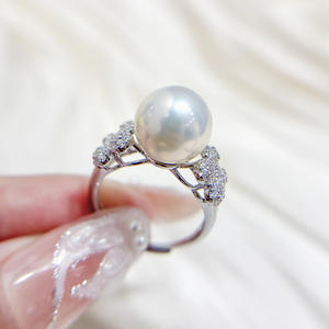 10757DIY Pearl Accessories S925 Silver Ring Empty <b>Stand</b> <b>Gold</b> Silver <b>Jewelry</b> <b>Stand</b> with 10-13mm Round for Diamond Rings - Product Image 2