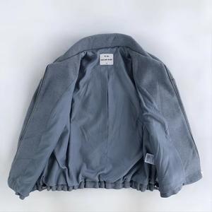 Custom Premium <strong>Men's</strong> Cropped Wool Bomber <strong>Jacket</strong> Logo Personalization Tailored Streetwear Winter Drawstring Winter <strong>Jacket</strong> <strong>for</strong> <strong>Men</strong> - Product Image 4