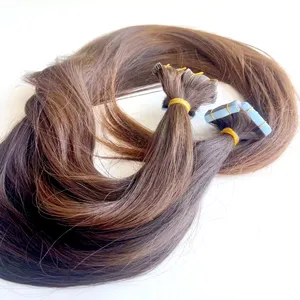 मानव बाल एक्सटेंशन इंजेक्शन टेप बाल एक्सटेंशन में थोक हाथ से बंधा हुआ अदृश्य सीमलेस क्यूटिकल संरेखित इंजेक्टेड टेप