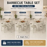 Ensemble de table de barbecue en acier au carbone contemporain et de chaises en plastique pour une utilisation familiale en plein air