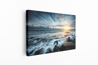Vente en gros d'art mural en verre acrylique cadre flottant option toile décoration murale cadeau de Noël paisible océan coucher de soleil art sur toile