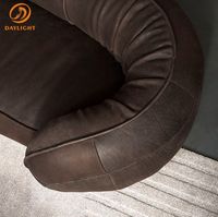 Ensemble de canapé de luxe moderne et modulaire, en cuir, incurvé et marron