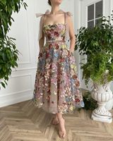 Tissu en tulle brodé de fleurs fantaisie en dentelle haute couture avec applique florale 3D