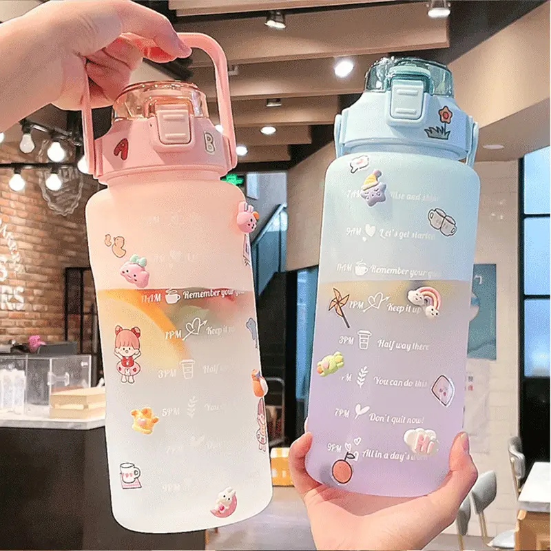 GC 2L motivational water bottle botella de agua motivacional colour changing cups termos de agua gym water bottles