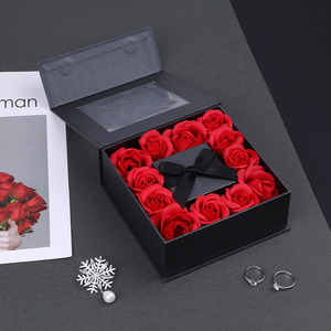 Boyang Custom Luxury Jewelry <b>Box</b> Packaging <b>Black</b> Gift Wedding Ring <b>Box</b> with Flowers - Product Image 2