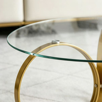 Tables de salon en métal, luxe moderne, table basse ronde en acier inoxydable doré avec plateau en verre trempé pour salon