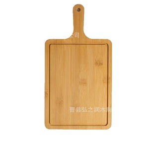Plateau de service en bois massif avec poignée en bambou pour pain, fruits, aliments pour bébé, steak, petit-déjeuner, style simple - Product Image 3