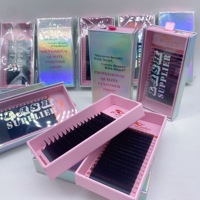 Extensions de Cils en Faux Vison Personnalisées Noir Intense 0,03 mm, Plateau de Cils Cachemire Mat pour Volume Méga