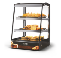 Vitrine chauffante professionnelle W 2X2 en acier inoxydable / Vitrine chauffante électrique en verre pour aliments