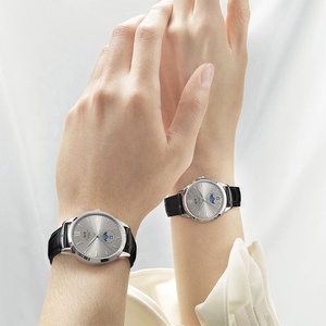 Montre mécanique de luxe pour homme, personnalisée, avec réserve de marche, boîtier en acier inoxydable, verre, style classique décontracté, bracelet en cuir marron - Product Image 6