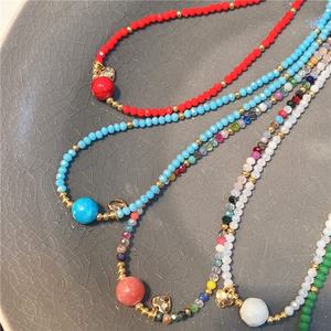 Nuevo Collar de Moda para Mujer, Hecho a Mano, con Cuentas Facetadas Coloridas, Cadena con Colgante de Bola Redonda, Gargantilla para Chicas, Regalo de Cumpleaños - Product Image 2