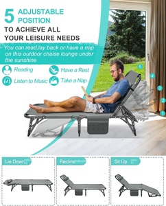 Lit pliant simple, lit de sieste de bureau, chaise inclinable portable, lit d'appoint pour hôpital, lit de camping, tissu Oxford 800D, tube métallique, robuste - Product Image 4