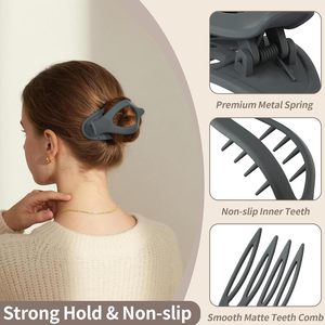 Clip per capelli con artiglio opaco Premium per donne in plastica per PC clip piatte per capelli spessi e sottili stile coreano per la guida multicolore - Product Image 2