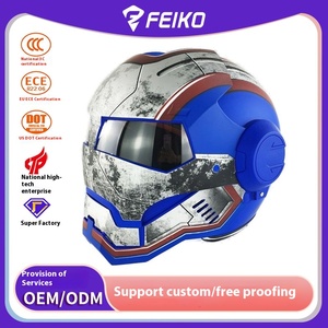 KUUVI et FEIKO <span class=keywords><strong>Casque</strong></span> de <span class=keywords><strong>moto</strong></span> électrique Style <span class=keywords><strong>Iron</strong></span> <span class=keywords><strong>Man</strong></span> avec pare-brise et protection contre les chocs Doublure en mousse neuve - Product Image 2