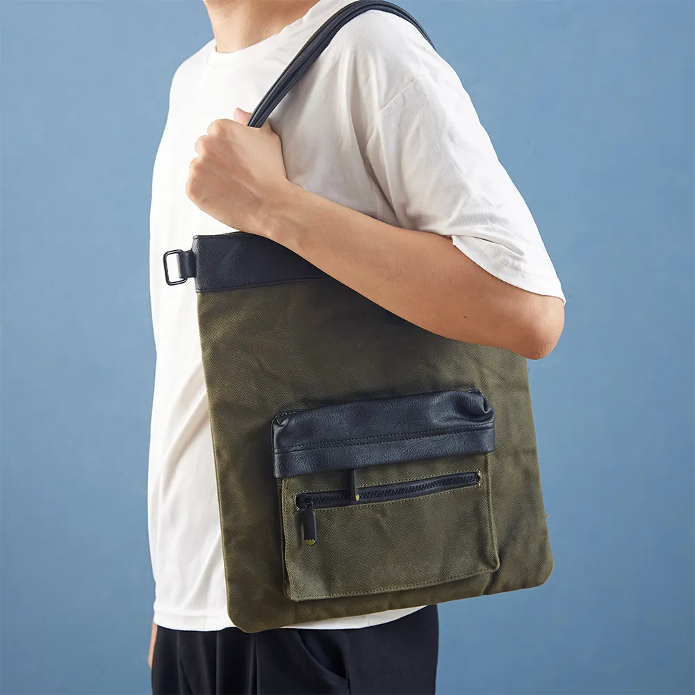 กระเป๋าผ้าใบเคลือบแว็กซ์สำหรับทุกเพศ,กระเป๋าถือดีไซน์เนอร์คุณภาพสูงทนทานกระเป๋าหนังแท้ Bolsa ผ้าใบออกแบบได้ตามต้องการ
