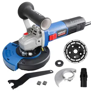 HERZO Concrete Grinder 1400W Portable Electric Corded 125mm Angle Grinder For DIY Concrete Grinding Machine