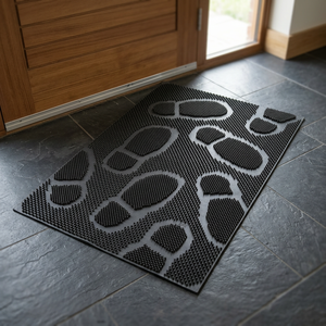 Tapis de porte moderne en caoutchouc, rectangulaire, couleur unie, antidérapant, lavable, motif floral, pour hôtel et maison, fin, fabriqué à la machine, nettoyage localisé, avec support. - Product Image 2